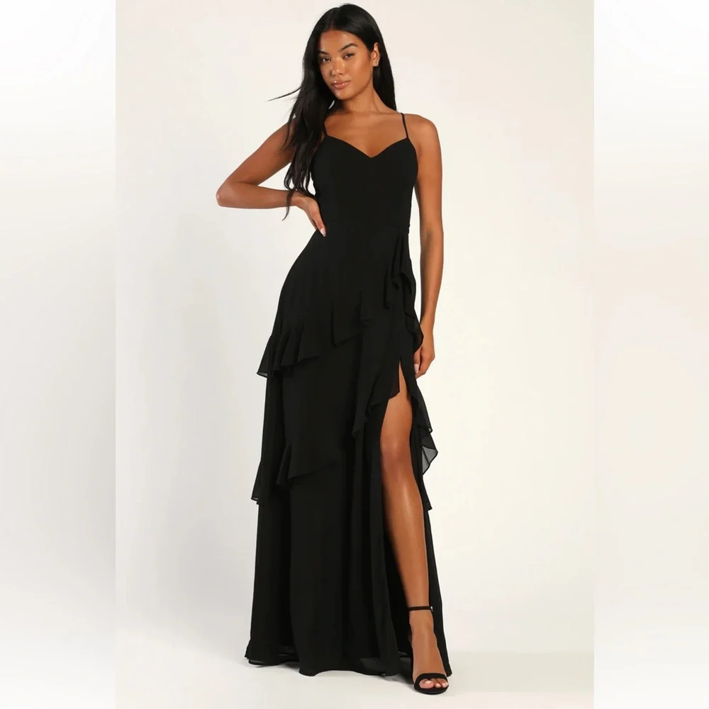 NWT Lulus Ruffle Maxi Dress - Picture 1 of 8